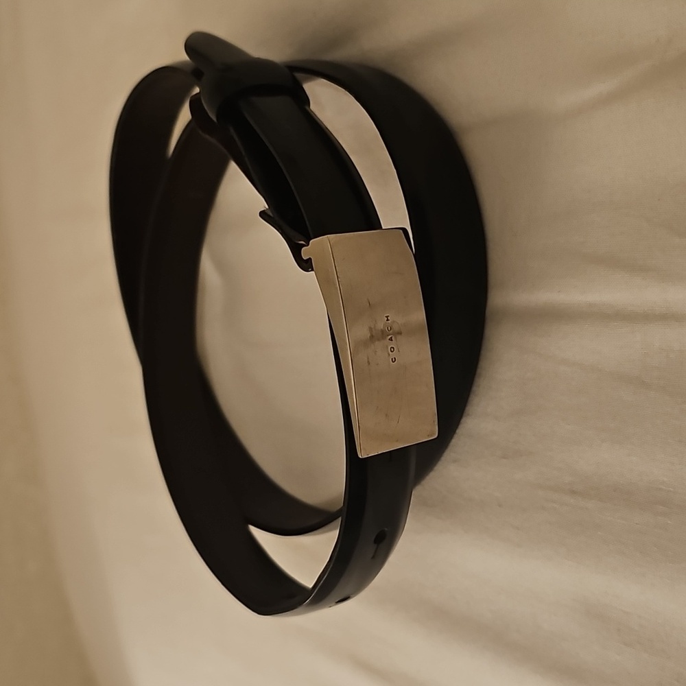 Coach Black Leather Belt with Metallic Buckle - Picture 4 of 10